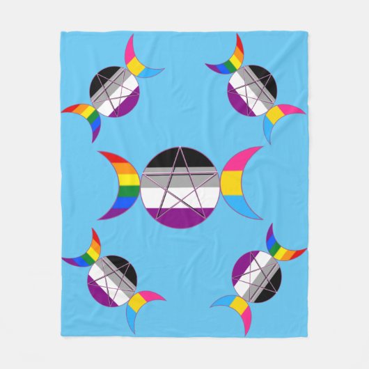 Couverture Polaire Pentacle de la déesse triple gay pride (Devant)