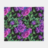 Couverture Polaire Peonées d'aquarelle romantique violet magenta rose (Devant (Horizontal))