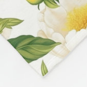 Couverture Polaire Peonies de Claire de Lune blanches et jaunes (Coin)
