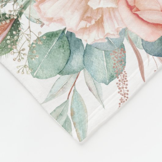 Couverture Polaire Peonies roses personnalisées Blanche polaire (Coin)