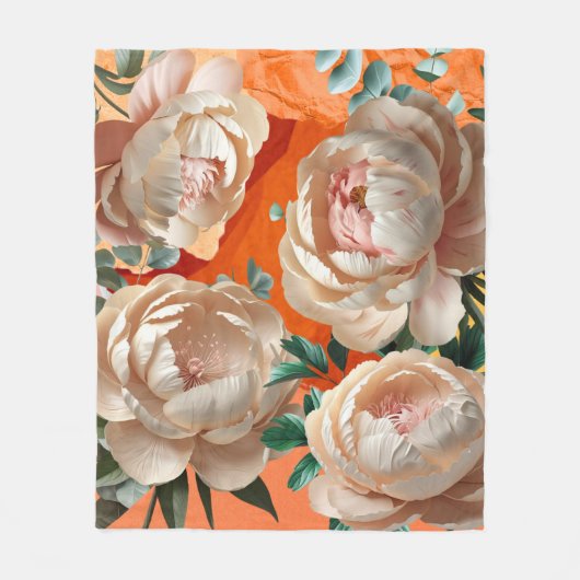 Couverture Polaire Peony Bloom Fleece Blanket Élégant Décor Floral (Devant)