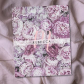 Couverture Polaire Peony Rose Floral Pink Script Monogramme