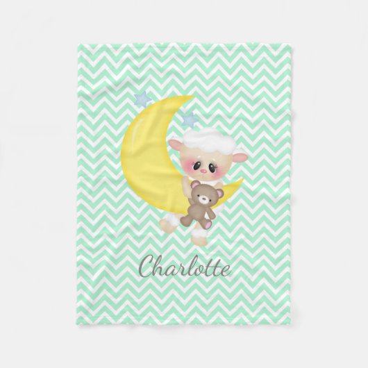 Couverture Polaire Pépinière d'agneau et de lune de croissant (Devant)