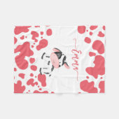 Couverture Polaire Pépinière de vache rose motif nom personnalisé (Devant (Horizontal))