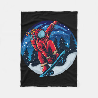 Couverture Polaire Père Noël astronaute avec skateboard