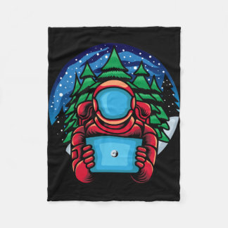 Couverture Polaire Père Noël astronaute avec tablette