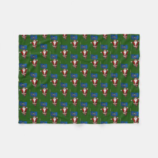 Couverture Polaire Père Noël Avec Drapeau De Pennsylvanie (Devant (Horizontal))