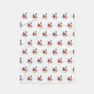 Couverture Polaire Père Noël avec lapin renard et écureuil