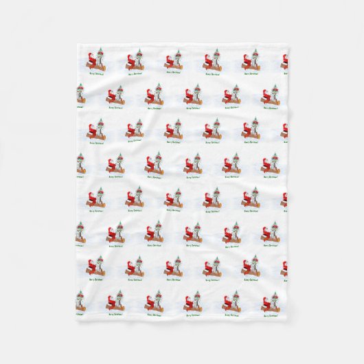 Couverture Polaire Père Noël avec Renard de lapin et écureuil (Devant)