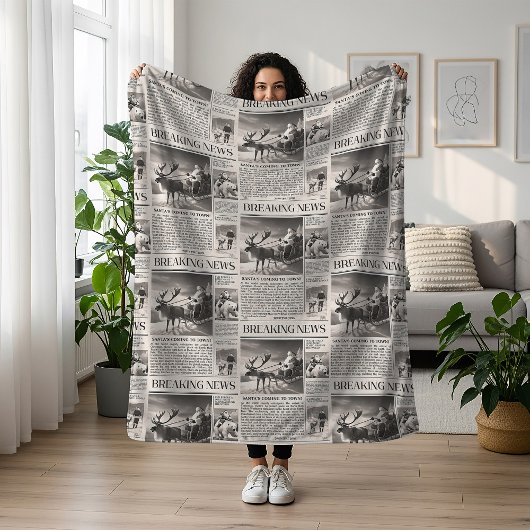 Couverture Polaire Père Noël Bear Breaking News Journal Christmas Dee