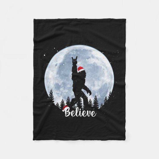 Couverture Polaire Père Noël bigfoot noël rock roll sasquatch croire (Devant)