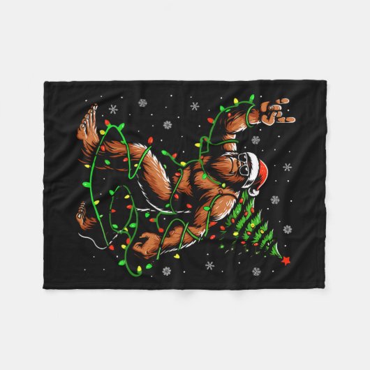 Couverture Polaire Père Noël Bigfoot sapin de Noël Lumières Lumières  (Devant (Horizontal))