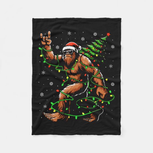 Couverture Polaire Père Noël Bigfoot sapin de Noël Lumières Lumières (Devant)