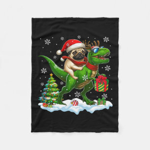 Couverture Polaire Père Noël Carlin équitation Reindeer T-rex Christm