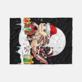 Couverture Polaire Père Noël Chat équitation Axolotl Propriétaire Noë (Devant (Horizontal))
