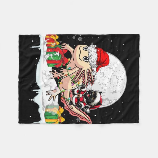 Couverture Polaire Père Noël Chat équitation Axolotl Propriétaire Noë (Devant (Horizontal))