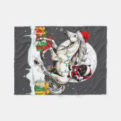 Couverture Polaire Père Noël Chat équitation Cheval Noël Propriétaire (Devant (Horizontal))