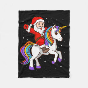 Couverture Polaire Père Noël chevauchant une licorne animale mystique