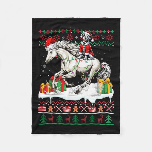 Couverture Polaire Père Noël Dalmatie équitation Cheval Noël Sweater  (Devant)