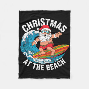 Couverture Polaire Père Noël drôle surfant Noël en juillet Xmas été