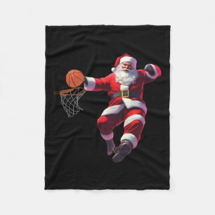 Couverture Polaire Père Noël elfe jouant au basket-ball de noël pyjam