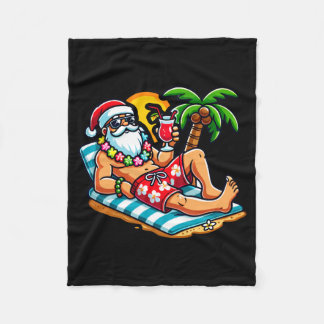 Couverture Polaire Père Noël en maillot de bain Fête de Noël d'été su
