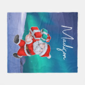 Couverture Polaire Père Noël est en route Northern Lights Christmas (Devant (Horizontal))