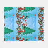 Couverture Polaire Père Noël et elfes se préparent (Devant (Horizontal))