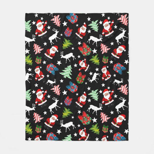 Couverture Polaire Père Noël et Reindeer Patterned (Devant)