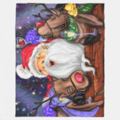 Couverture Polaire Père Noël et Reindeers Funny Cgristmas Blanche pol (Devant)