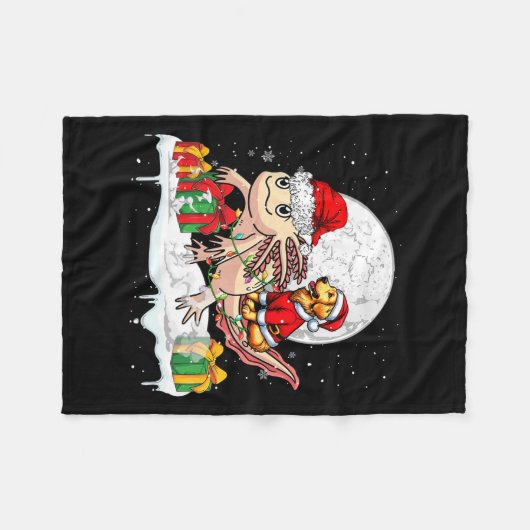 Couverture Polaire Père Noël Golden Retriever équitation Axolotl Chri (Devant (Horizontal))