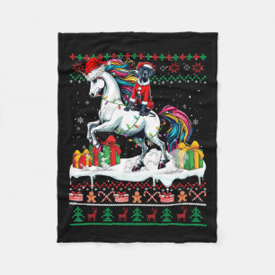 Couverture Polaire Père Noël Great Dane Riding Unicorn Sweer de Noël