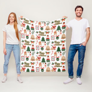 Couverture Polaire Père Noël moderne de Noël et motif de pain d'épice