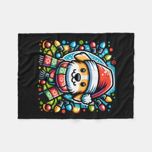 Couverture Polaire Père Noël Paws Joli Design Chien De Noël Pour Anim (Devant (Horizontal))