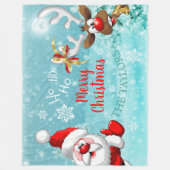 Couverture Polaire Père Noël Reindeer Joyeux Noël polaire Blanche (Devant)