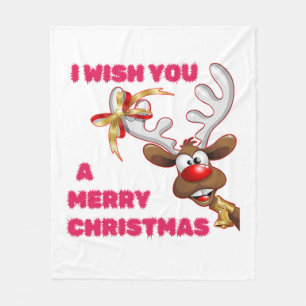 COUVERTURE POLAIRE PÈRE NOËL REINDEER VOUS SOUHAITE UNE JOLIE NOËL