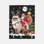 Couverture Polaire Père Noël Riding Reindeer Himalayan Chat Xmas Tree (Devant)