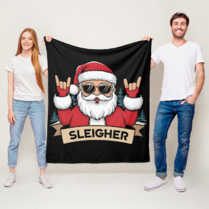 Couverture Polaire Père Noël Rockeur de Noël Traîneau de Noël