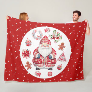 Couverture Polaire Père Noël scandinave Rouge Grand