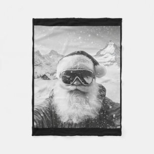 Couverture Polaire Père Noël skieur selfie Noël