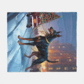 Couverture Polaire Période de fêtes de Noël des Doberman (Devant (Horizontal))