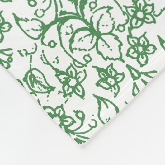 Couverture Polaire Périwinkle Vert Blanc Décoratif Chic Floral (Coin)