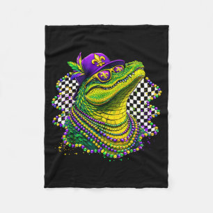 Couverture Polaire perles d'alligator mardi gras fleur de lis carnava
