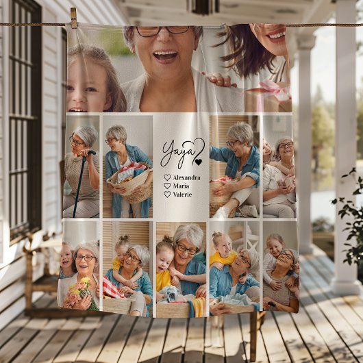 Couverture Polaire Peronalized 10 Photo Yaya Minimalist Line Art