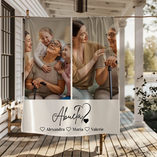 Couverture Polaire Peronalized 2 Photo  Abuela Minimalist Line Art