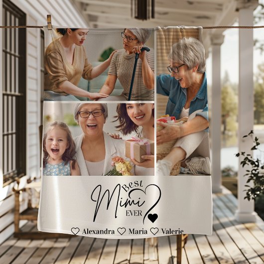 Couverture Polaire Peronalized 3 Photo Best Mimi Ever Minimalist