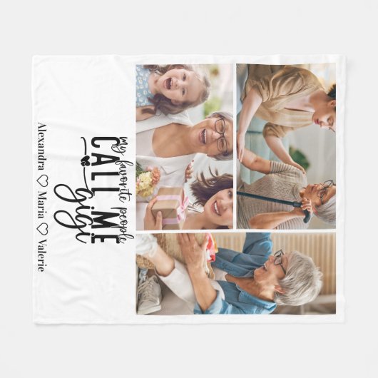 Couverture Polaire Peronalized 3 Photo Gigi Gift (Devant (Horizontal))