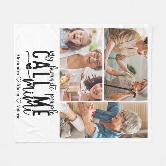 Couverture Polaire Peronalized 3 Photo Mimi Gift (Devant (Horizontal))