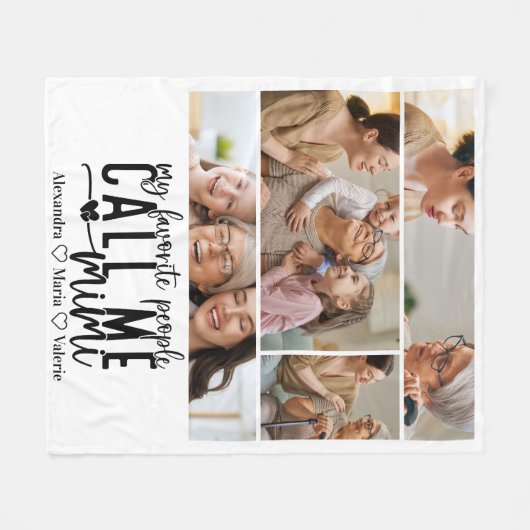 Couverture Polaire Peronalized 4 Photo Mimi Gift (Devant (Horizontal))