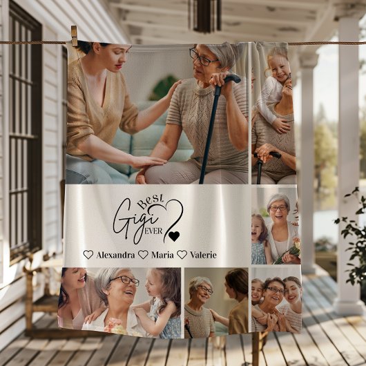 Couverture Polaire Peronalized 6 Photo Best Gigi Ever Minimalist